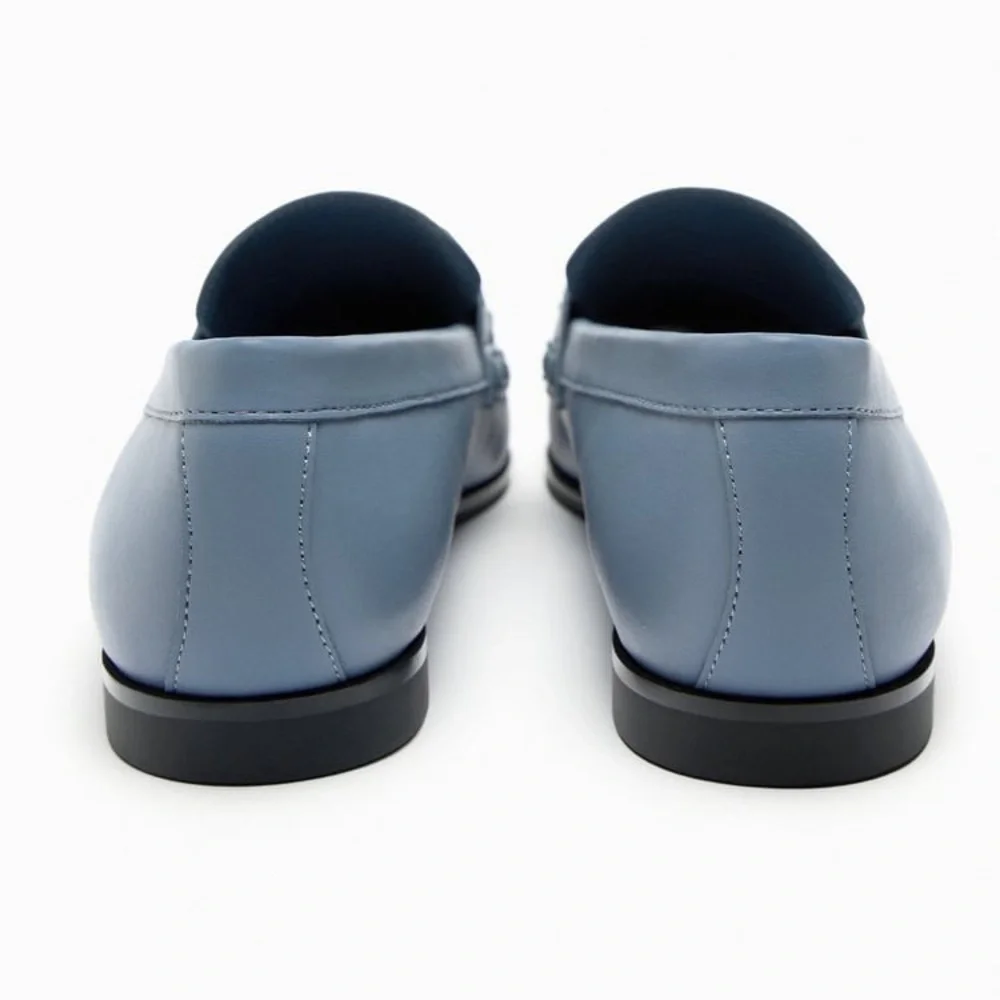 NWT. Zara Blue Tassels Flat Loafers. Size 6,5.